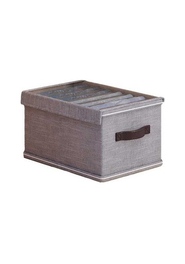 Dancemonkey Cbtx 7 Izgaralı Dolap Saklama Kutusu, Katlanabilir Elbise Düzenleyici, Şeffaf Pencere Kapaklı - Gri 140l