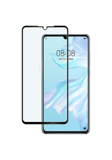 Huawei P30 Siyah 5D Tam Kaplayan Ekran Koruyucu Cam