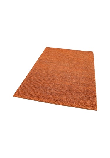 Fine Choti Rust Terra Flatweave El Dokuma Naturel Jüt Hasır Halı