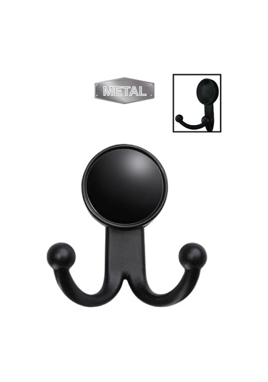 Metal Boncuk Askı Siyah Duvar Tipi Tekli Siyah