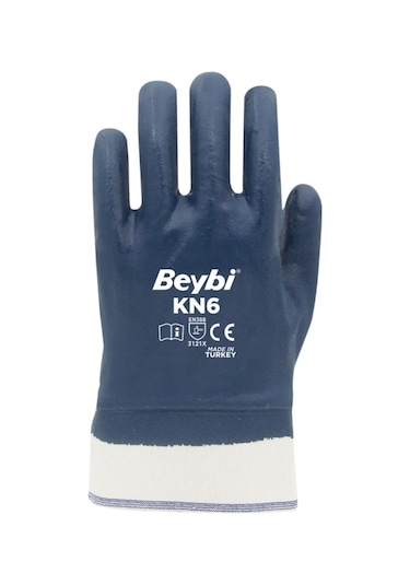 Beybi Kn6 Petrolcü Iş Eldiveni Pamuk Nitril Eldiven 12 Çift