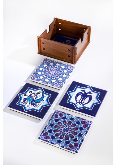 Selçuklu 4'lü Seramik Bardak Altlığı Çok Renkli