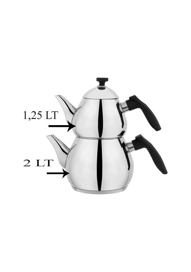 Schafer Çelik Çaydanlık Takımı Ortaboy Siyah Renk Tea Chef