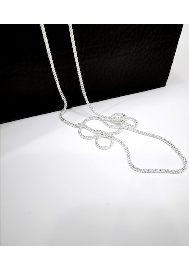 Omar Silver Kadın Popcorn Ithal Rodyumlu Gümüş Kolye Zincir