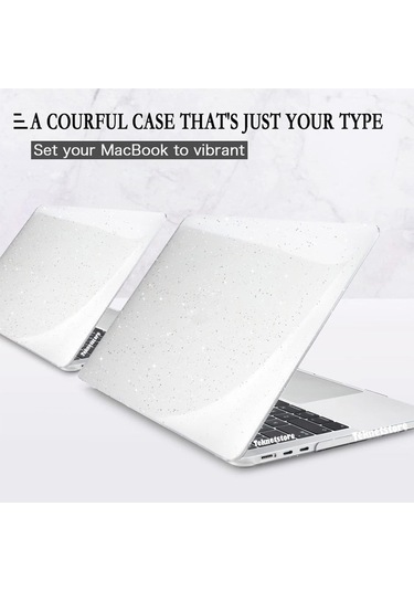 Macbook Air 13.3 Inç M1 Çip Uyumlu A2337 A2179 A1932 Simli Şeffaf Siyah Koruyucu Kılıf Crystal Star Şeffaf