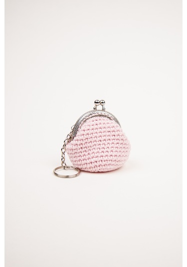 Fabric Craft Bag Mini Bozuk Para Cüzdanı Anahtarlık Klipsli Açık Pembe