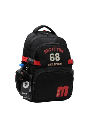 Bevitton Özel Su İtici Kumaş Unisex Siyah-kırmızı Okul Çantası 34500