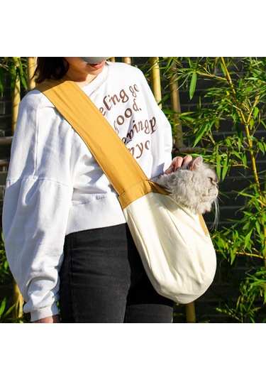 Geeksen Kedi Çantası Evcil Hayvan Çantası Kedi Seyahat Çantası Taşınabilir Kanvas Omuz Çantası Sarı Tedarikçi Bej Lyc08031-01f-cs12