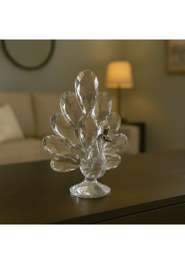 Gümüş Tavus Kuşu Kristal Cam Ob 12x16