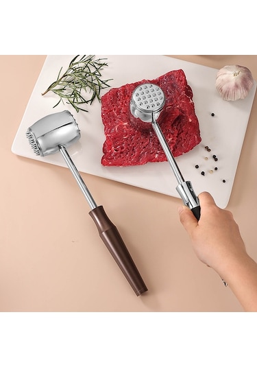 Cbtx 304 Paslanmaz Çelik Sığır Çekiç Kalınlaşmış Katı Tokmağı Mutfak Çift Taraflı Et Gevşek, Sap: Alüminyum