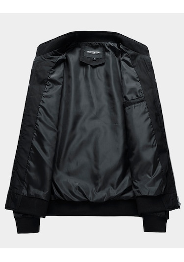 Moda Düz Renk Dik Yaka Günlük Erkek İnce Ceket Siyah