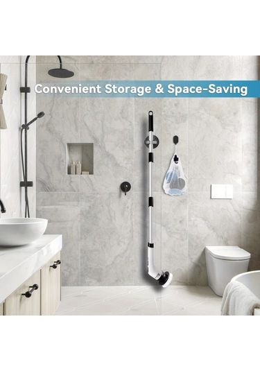 Fochsia Minimalist Style 6 My 006 Elektrikli Döner Fırça Şarj Edilebilir Kablosuz Temizlik Fırçası Ayarlanabilir Sap Usb C Şarj Lityum Pil Halı Banyo Mutfak Seramik Ve Ev Temizliği İçin