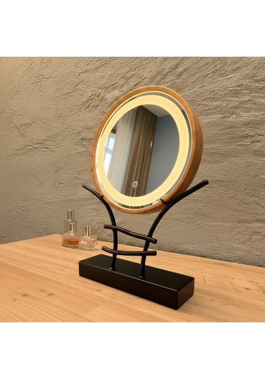 40x40 Cm Led Işıklı Makyaj Aynası Touch Sensörlü, Dimmer Özellikli Günışıği 3000k Sarı