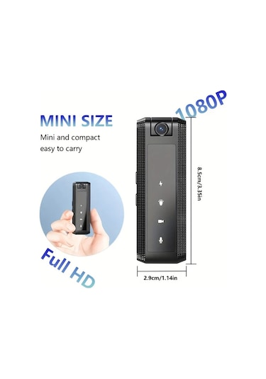 Dashanshop 1080p Mini Güvenlik Kamerası Gece Görüşü Hareket Algılama Mikrofonlu Şarj Edilebilir Aksiyon Kamera