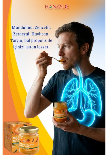 Hanzade Bitkisel Mandalina Macunu 3'lü Set Zencefil, Zerdeçal, Havlıcan, Tarçın, Bal & Propolis Içeren Karışık Bitkisel Macun 210 Ml