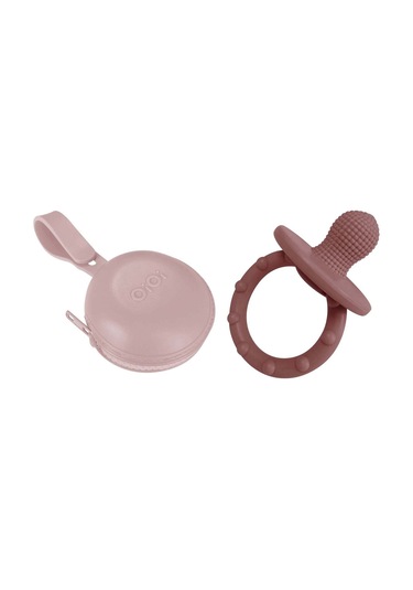 Oioi Silikon Gummy  Dişlik ve Pod Emzik Kutusu Bordo - Pembe