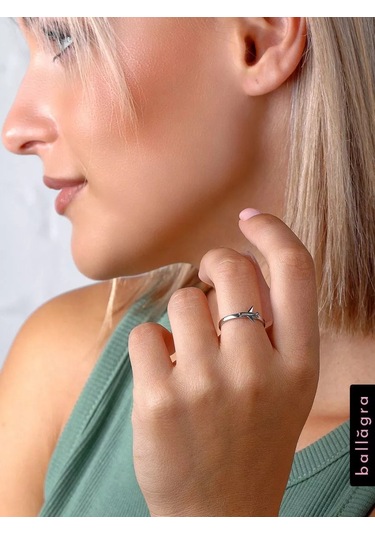 Ballagra İnce Yüzük 925 Ayar Gümüş Kadın Uçak Parmak, Falanks 94916601 Gri