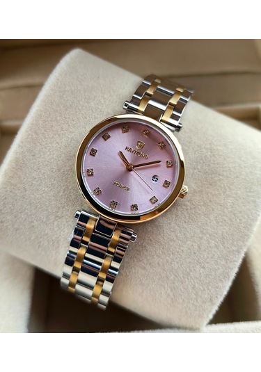 Raymond Pembe Kadran Çelik Kadın Kol Saati Altın