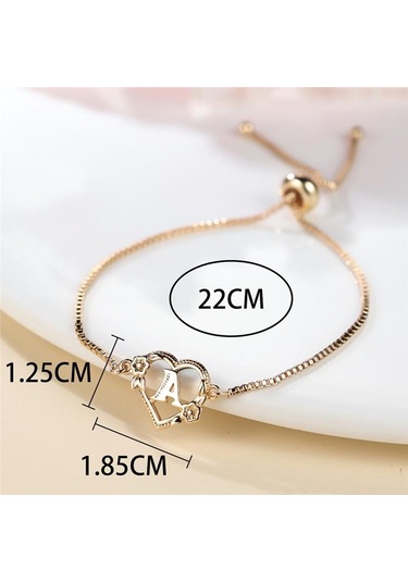 Klasik 26 İlk Harfler Bilezik Kadınlar İçin Moda Altın Renk Kalp Mektup Zincir Bilezik Takı Hediye G Altın
