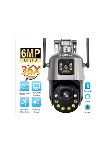 İcsee 6 Mp Çift Kameralı 36x Optik Zoom Büyük Kasa Ptz Wifi Kamera Hafıza Kartı Dahildir -130008