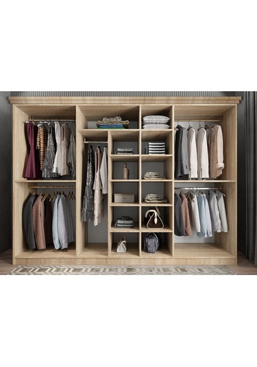 Etro Membran 7 Kapaklı Gardırop Montaj Dahil Meşe Beyaz 280 Cm