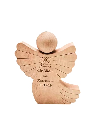 Suntek Oyma Ahşap Melek Heykelcik Dini Hediye Dekoratif Melek