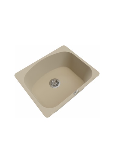 Polex Cristalüx Granit Evye P-OL60 Bej Tezgah Altı Ve Tezgah Üstü Kare Mutfak Evyesi 60x49.5 CM