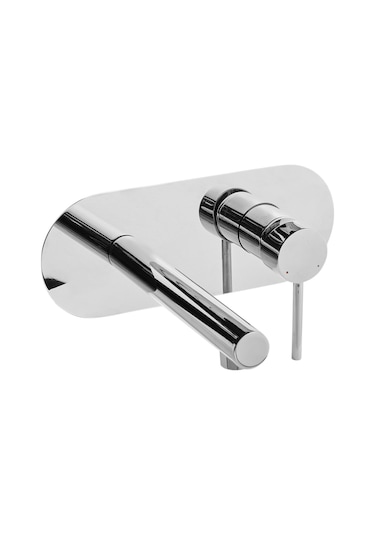 Clavıjo Duvara Monte Lavabo Bataryası, Tek Kulplu, Pirinç Gövde Gümüş