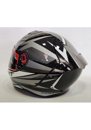 MT Kask Revenge 2 Kley B0 Parlak Gri - Şeffaf Vizörlü
