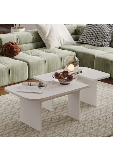 Iris Modüler Orta Sehpa Modern Tasarım, Çok Amaçlı Kullanım Sehpa Beyaz