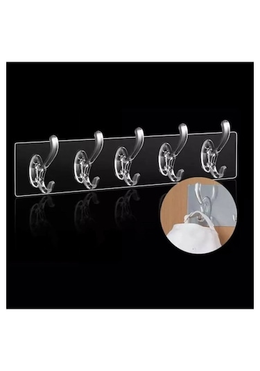 Babylondy Yapışkanlı 5'li Şeffaf Askı Pratik Şeffaf