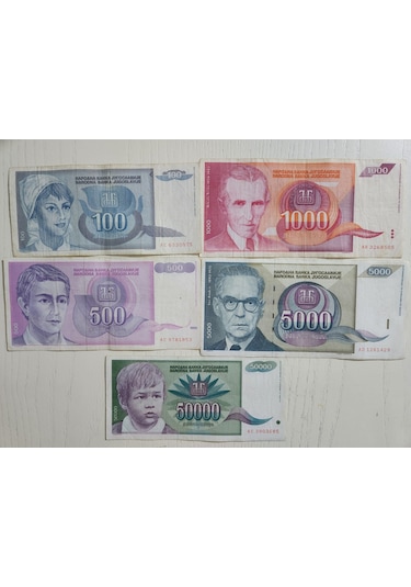 Edi Antik Yugoslav Dinarı 1992 Temiz Tam Set Yugoslav Para Seti 5 Adet