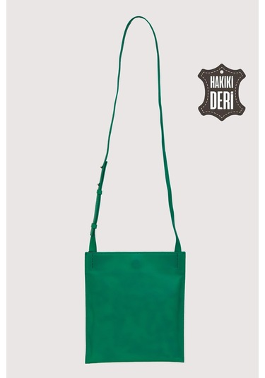 Hakiki Deri Kadın Omuz Çantası Yeşil Smr8978 Yeşil