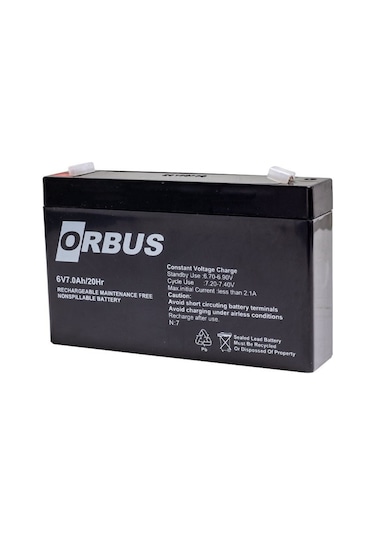 Orbus 6 V 7 Ah 150*34*94 Mm Kuru Akü. Pil Akü