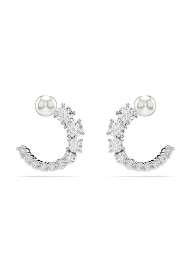 5692260 Swarovski Küpe Matrıx:pe Stud Cırcle Whıte/rhs Metalik