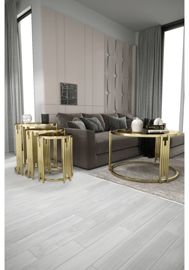 Piyano Set Orta Sehpa Takımı Gold Bronz