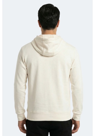 Slazenger Kralon I Erkek Kapüşonlu Cepli Ekru Sweatshırt