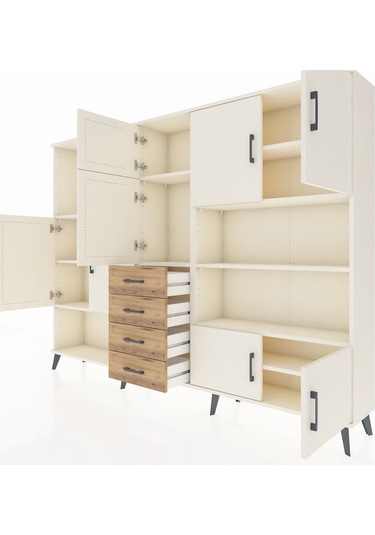 Arges Dolap 9 Raflı 4 Çekmeceli 8 Kapaklı 220x30x163 Aytaşı-aytaş Aytaşı-aytaşı/çam