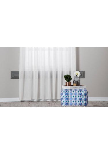 Massarelli Keten Folded Tül Ekru Pilesiz