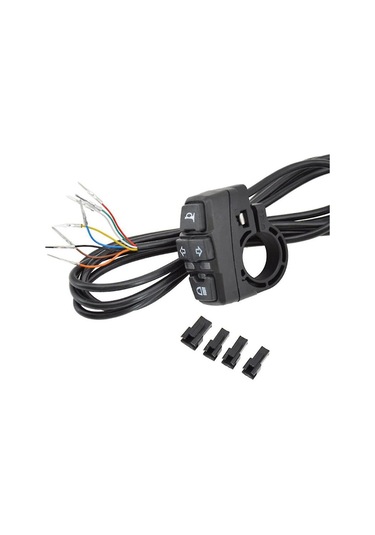 Tenfowee 48v Elektrikli Bisiklet Anahtarı: 22mm Gidon Uyumlu, Ip65 Su Geçirmez, 8 Çekirdekli Kablo, Siyah Plastik