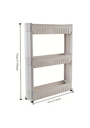 Honeybeeshop Beyaz 3 Katmanli 70.99x54.0x11.99 Cm Ultra İnce Buzdolabi Kenar Rafi Bagimsiz Araba Banyo Oturma Odasi Depolama İcin Uygun Beyaz