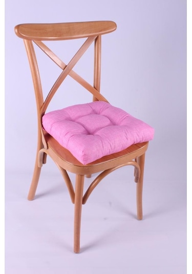 Altınpamuk Altınpamuk Lina Pofidik Pembe Sandalye Minderi Özel Dikişli Bağcı