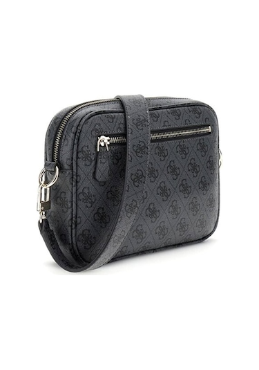 Guess Kadın Monogram Desenli Geniş Askılı Kamera Çantası - Antrasit Antrasit