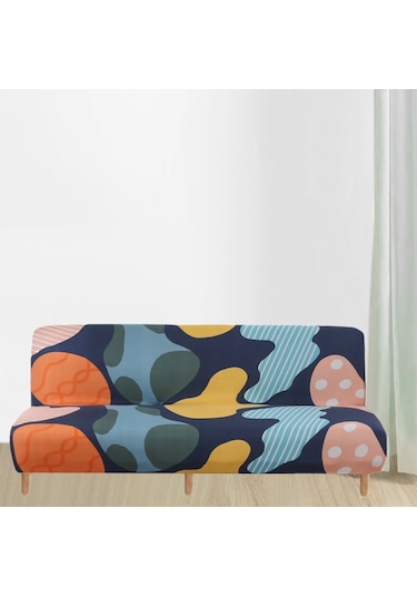 Mufunye Yaygın Poliester Kumaş Baskılı, Kaymazsız, Makine Yıkama Uygun, Koltuk Yatağı Koruyucu Örtüsü Kollü Olmayan Model Çok Renkli