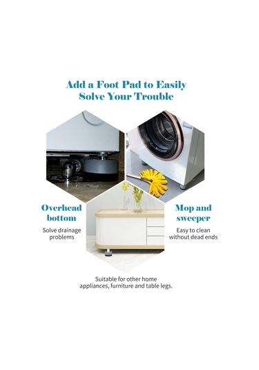 Fosenze 4 Adet Yüksekliği Artıran, Kaymayı Ve Titremeyi Önleyen Ev Aleti Paspası - Islaklıktan Koruma, Gürültüyü Azaltma, Gri Renk Gri