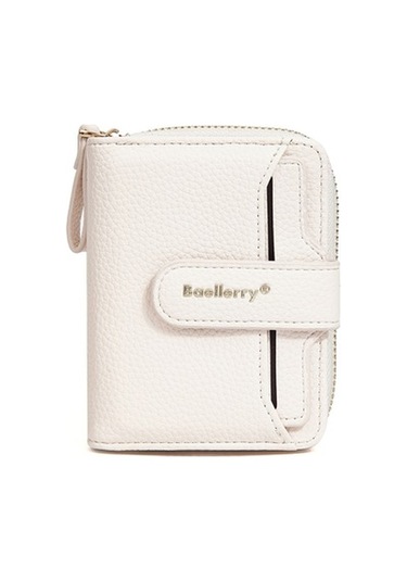 Linjinxu Baellerry N1915 Lychee Desen Çoklu Kart Yuvası Fermuarlı Kadın Kısa Cüzdan Süt Kayısı Çok Renkli