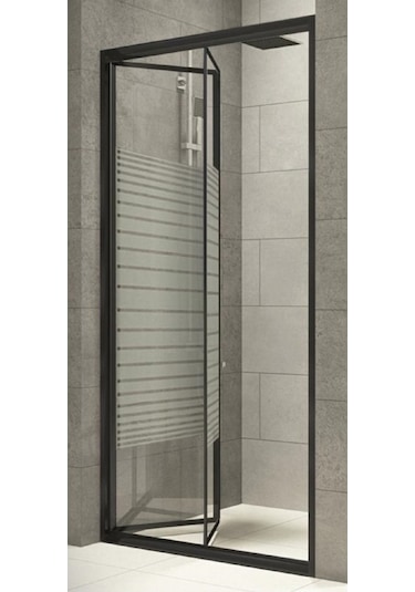 Durul Duşakabin Katlanır Kapı Siyah Profil Çizgili Cam Siyah