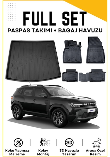 Renault Duster Eco G 2024 Model Birebir Uyumlu Bagaj Havuzu+paspas Seti