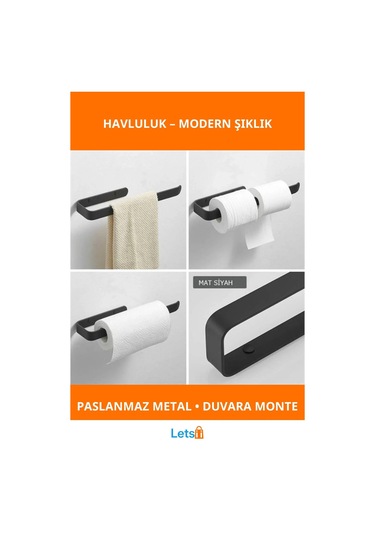 Dayanıklı Paslanmaz Metal Mat Siyah Havluluk Çok Renkli