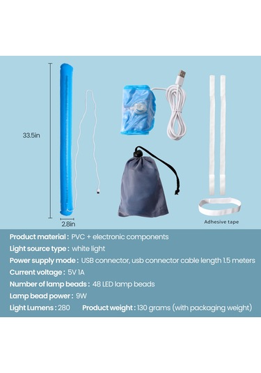 Jeemson 2'li Pvc Kesik Mavi 48 Led Işık 9w 280 Lumens Şarj Cihazı Bağlanabilir Çok Yüksek Kabin Lanternı Mavi